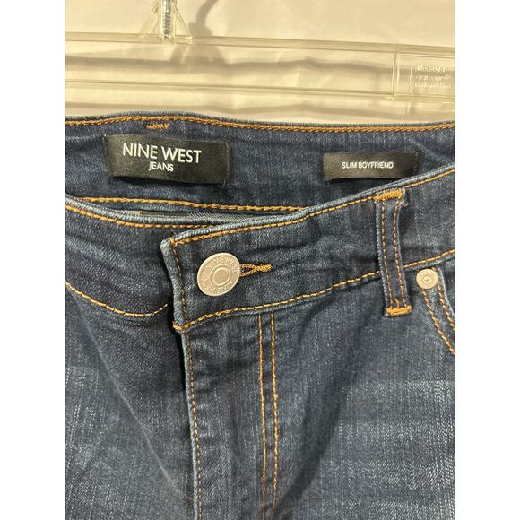 Nine West Dark Wash Denim Capri Jeans Cuffed Hem Stretch Size 14 - Picture 3 of 7